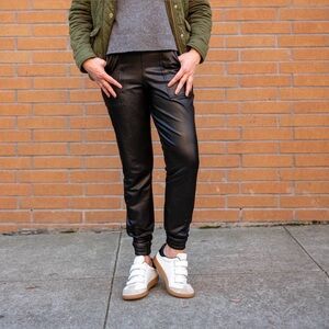 Faux Leather Joggers